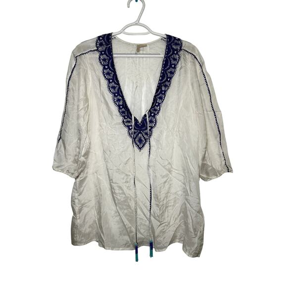 Nougat Tops - Nougat London 100% silk blouse womens 3 large bohemian‎ prairie boho chic